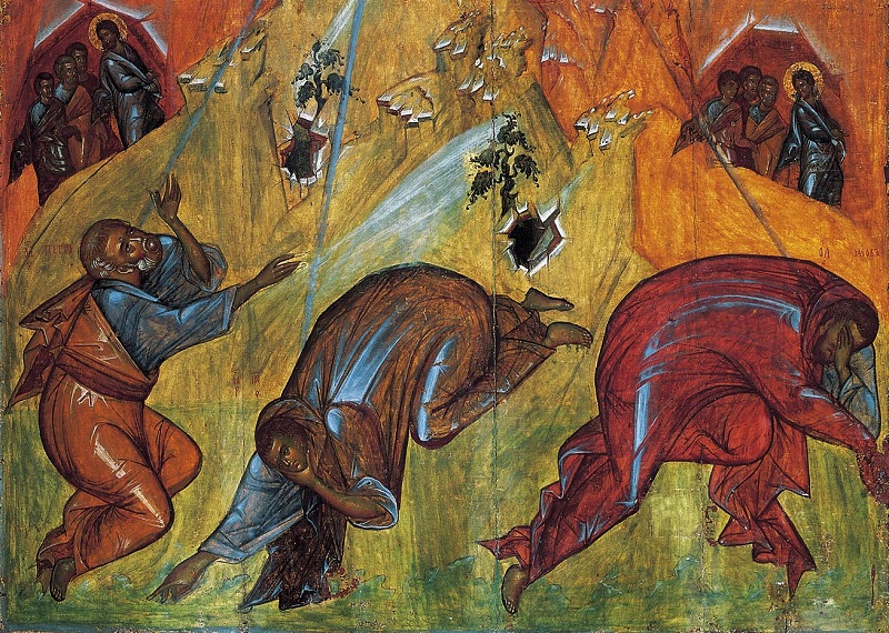 Круг Феофана Грека. Преображение. Фрагмент. Конец XIV века. Государственная Третьяковская галерея.