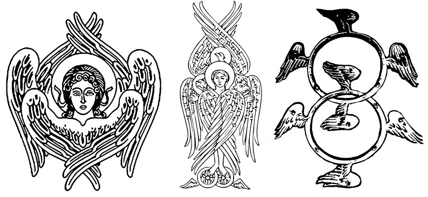 Высшая иерархия: Серафимы, Херувимы и Престолы.