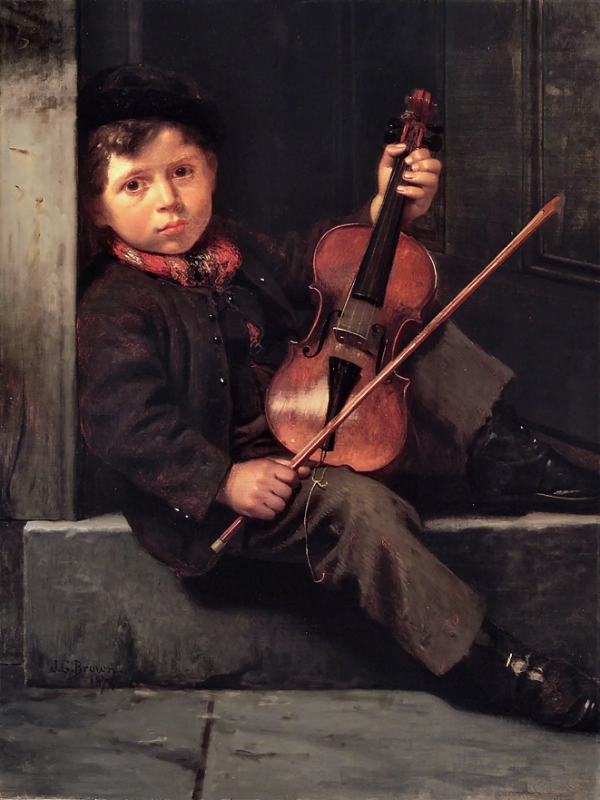 Джон Джордж Браун. Маленький скрипач, 1874 г.