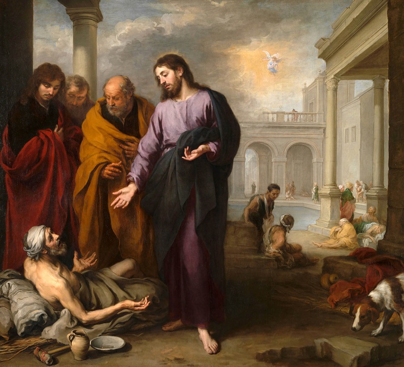 Христос исцеляет расслабленного у купальни. Мурильо Бартоломе Эстебан. 1667-70-е гг.